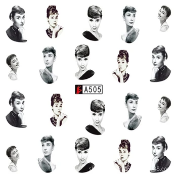 

1 sheet Hot Sale Water Nail Art Transfer Stickers Beauty Woman Audrey Hepburn & Marilyn Monroe Decal Decorations DIY