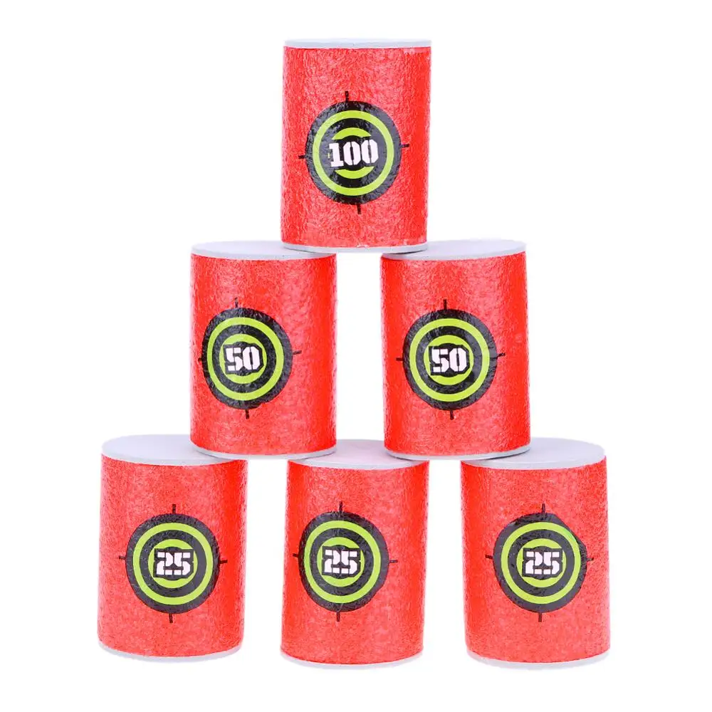 6pcs EVA Target 100 шт мягкие поролоновые пули с полой головкой, игрушечный пистолет, дротики для Nerf, заправка дротиков, 7,2 см, универсальные бластеры для N-strike, элитная Серия - Цвет: 6pcs EVA Target