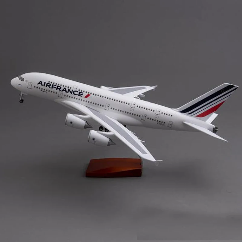 50 см 1/160 весы Air Франция авиакомпания модель самолета Airbus A380 модель самолета Смола самолет с светильник и колеса для сбора