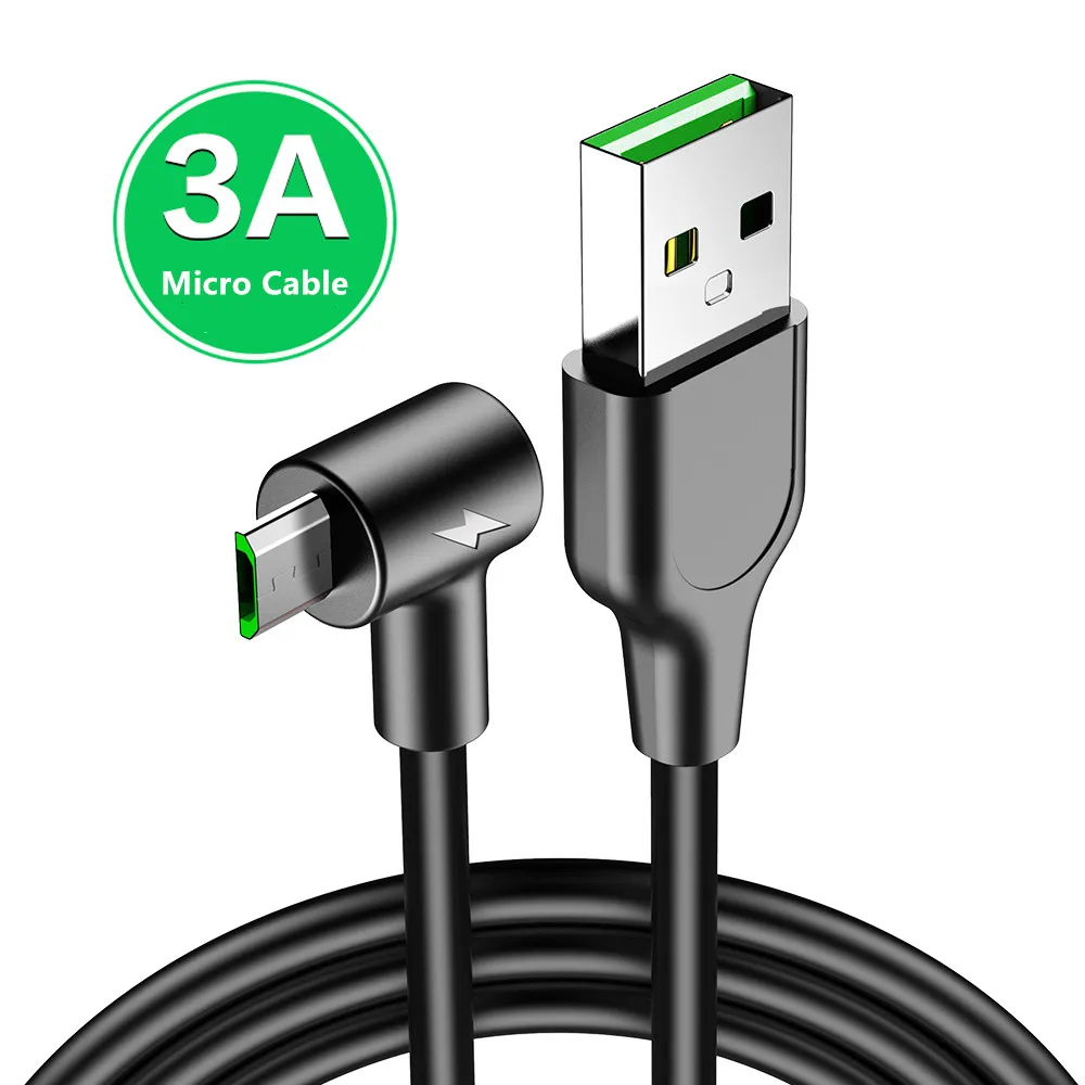 

3A Micro USB Cable Fast Charging Cable for Samsung S7 S6 Huawei Andriod Mobile Phone Cables 90 Degree Microusb Cord