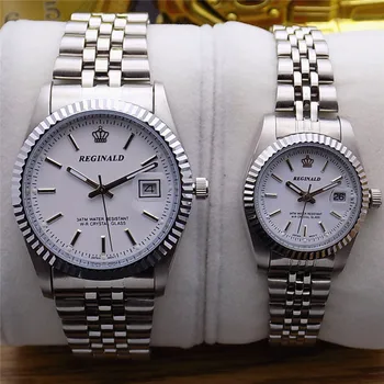 

HK Fashion Brand Waterproof Men Lady Lovers Full Stainless Steel With Calendar Watch Dress Business Gifts Wristwatches