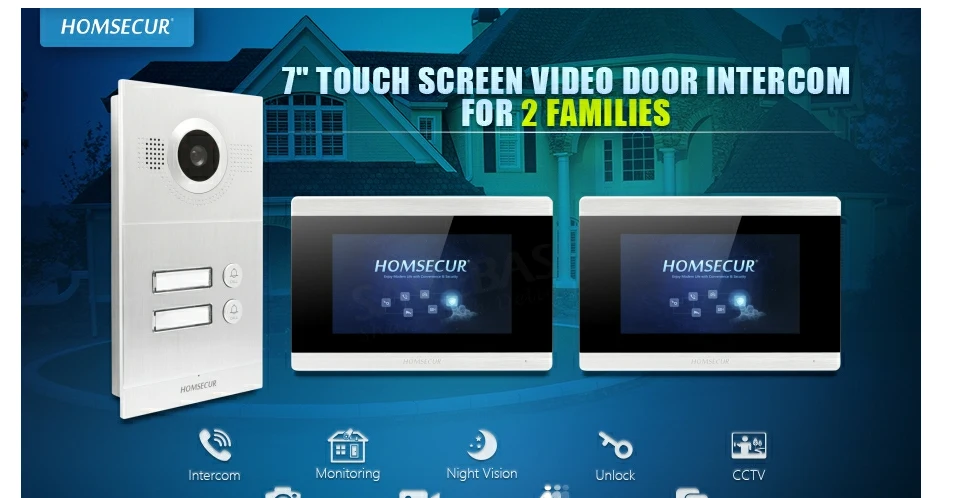 HOMSECUR 7 дюймов видео домофон звонок Системы с Запись& снимок BC121-2S+ BM715-S