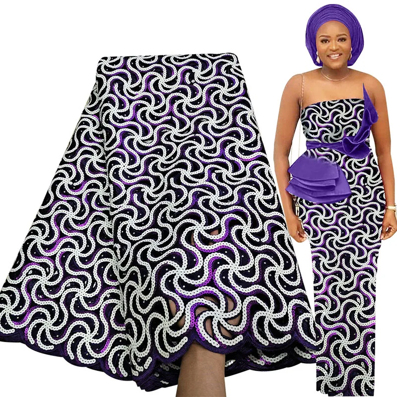 Bestway Quality Sequin African Lace Fabric 5 Yards Swiss Handcut Lace Material 2021 Nigerian Wedding Party Asoebi Luxury Fabrics
