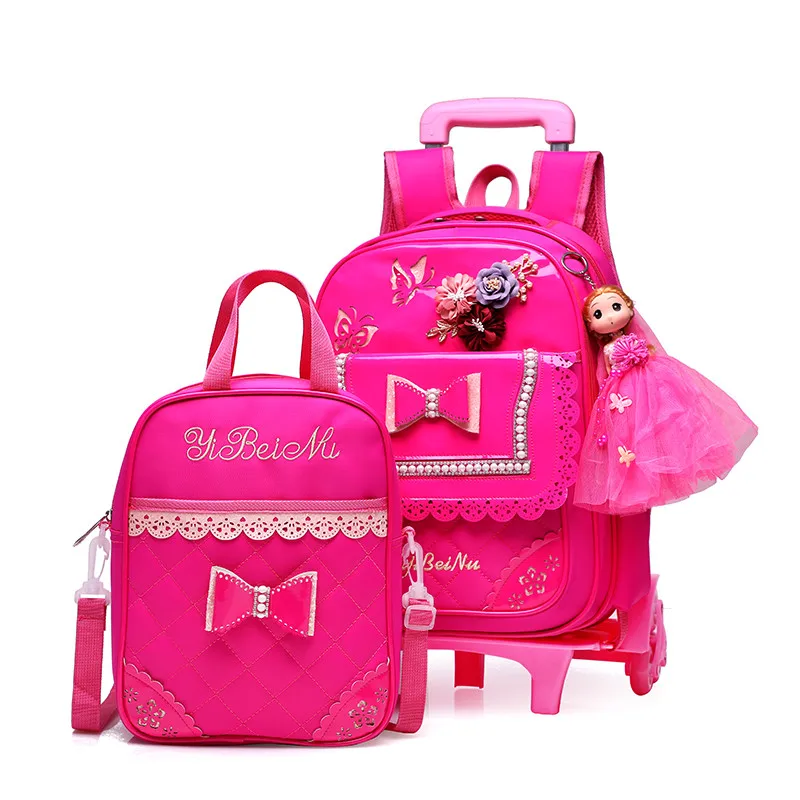 

Brand Kids Travel Trolley Backpack On wheels Girl's Trolley School bags Children's Travel luggage Rolling Bag School Backpacks