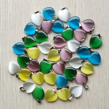 

New beautiful synthetic cat's eye stone mixed heart shape pendants 20mm for DIY jewelry making 50pcs/lot Wholesale Fast shipping