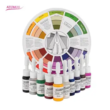

High Quality Professional Tattoo Nail Pigment 12 Color Wheel Paper Card Mini Color Tattoo Color Wheel Tattoo Pigment Suit TSLM1