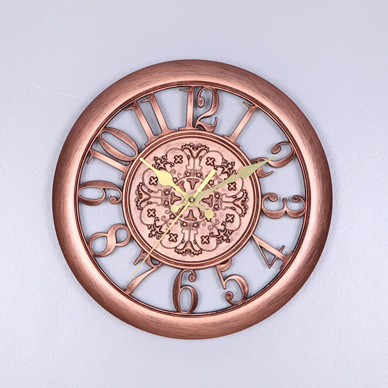 Подвесные Clock11-inch в европейском стиле в стиле ретро для гостиной, креативные и бесшумные настенные часы, модные декоративные кварцевые часы
