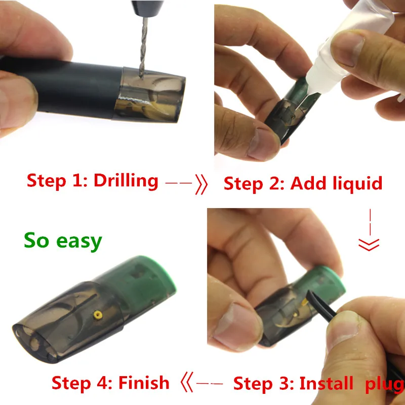 

10pcs Universal Electronic Cigarette Vape Pod Punch Hole Punching Oil Tool Kit Diy Hole for RELX Zero JUUL Pod Cartridge