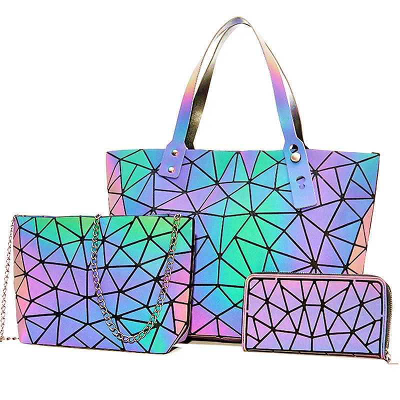 Яркие Сумки для Для женщин набор складные сумки 2021 Геометрическая сращивания