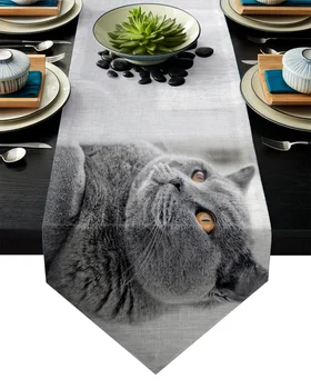 

Casual Cat Pet Table Runner Table Flag Home Party Decorative Tablecloth Table Runners