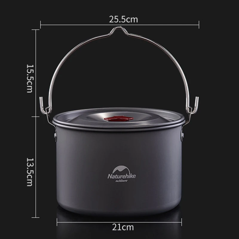 

Outdoor Camping Hiking Picnic Cookware Cooking Bowl Pot Stove Set Portable For 4-6 People 21* 13.5cm large capacity Hanging Pot