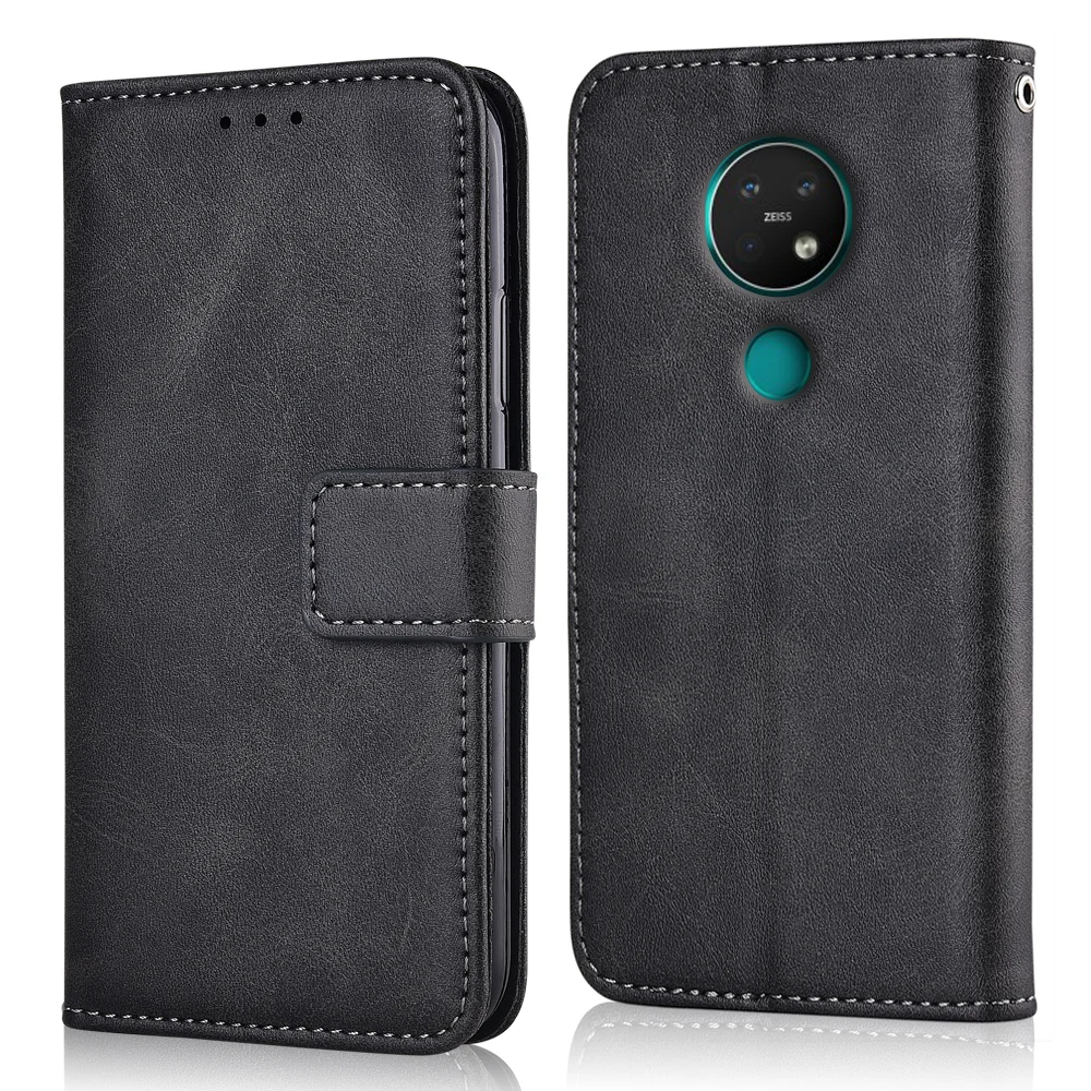 Чехол для Nokia 7,2 с мягкой силиконовой вставкой, флип-бумажник, кожаный чехол для Nokia 7,2, чехол с подставкой, простая сумка для телефона с ремешком - Цвет: niu-Dark Grey
