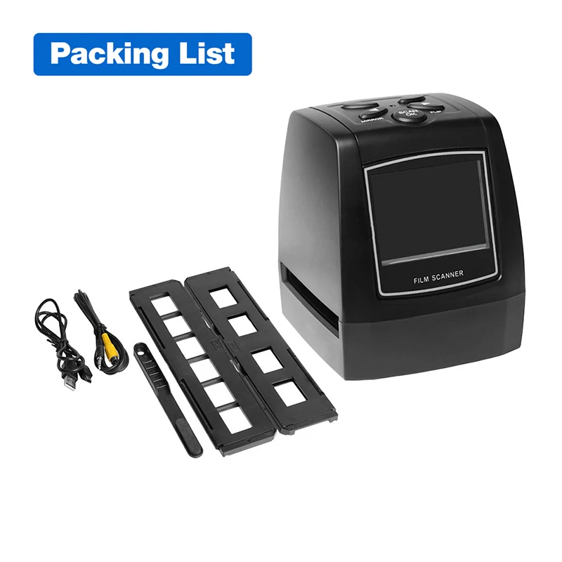 Protable Negative Film Scanner 35/135mm Slide Film Converter Photo Digital Image Viewer 2.4" LCD Build-in Editing Software