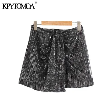 

Vintage Sexy Sequins Pleated Mini Skirt Women 2020 Fashion A Line Back Zipper Office Wear Female Skirts Chic Faldas Mujer