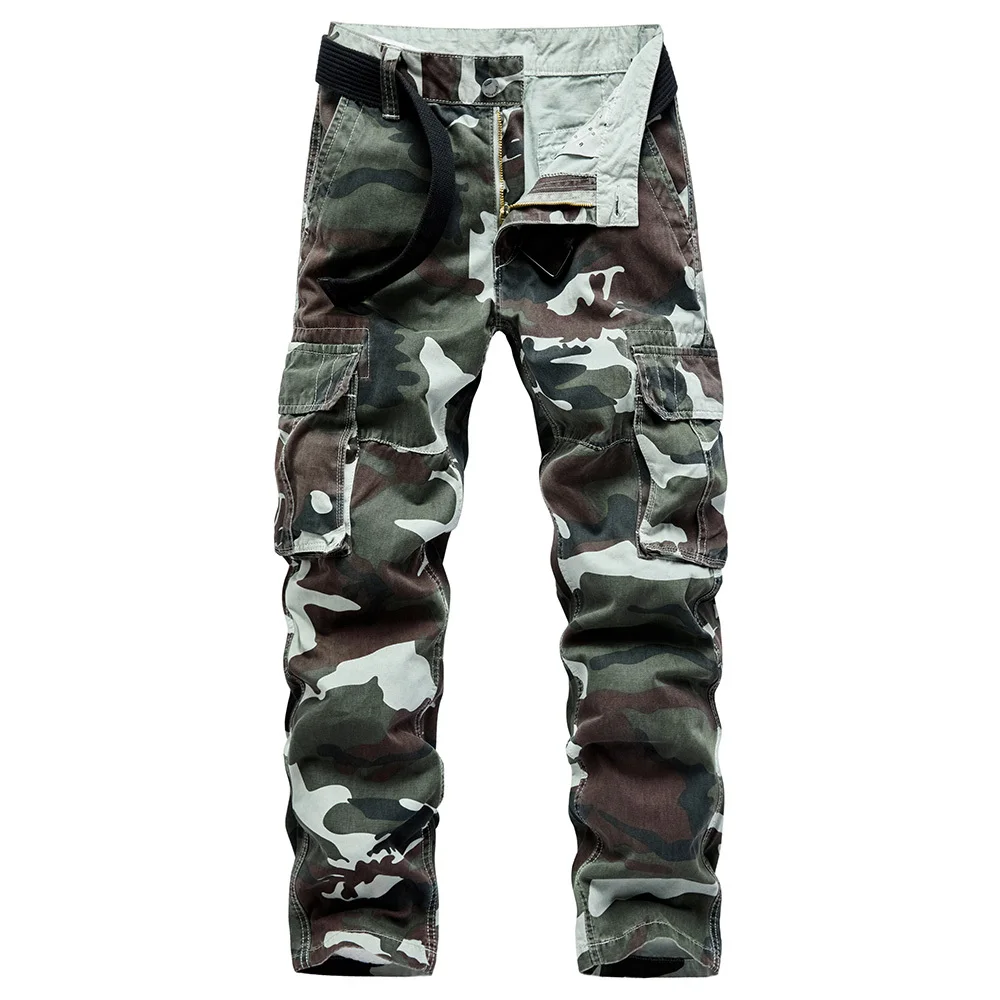 

2022 Men Camo Cargo Pants Men Casual Camo Cargo Baggy Trousers Joggers Streetwear Cotton Multi-pocket Military Tactical Pants