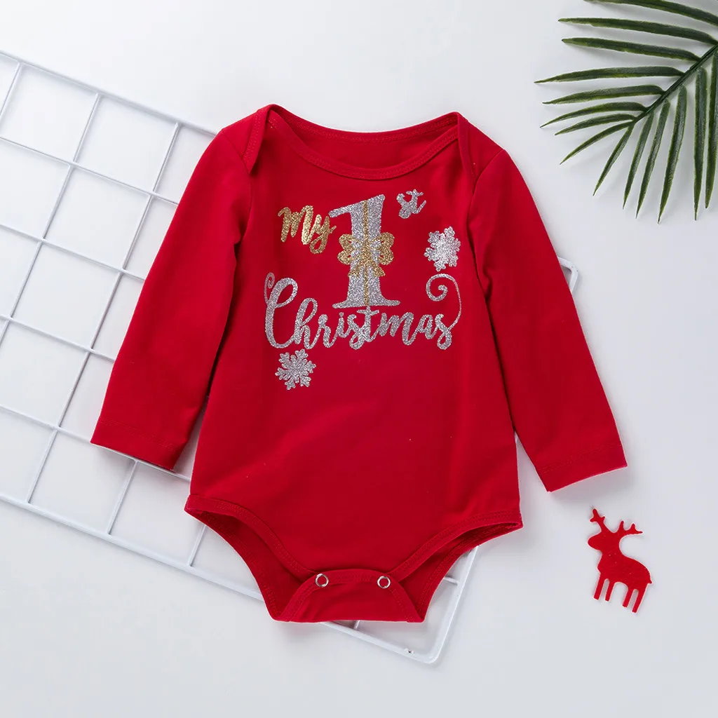 Рождественские комплекты для новорожденных девочек с надписью комбинезон с длинными рукавами для малышей, платье-пачка с блёстками, повязка на голову модные комплекты для маленьких девочек