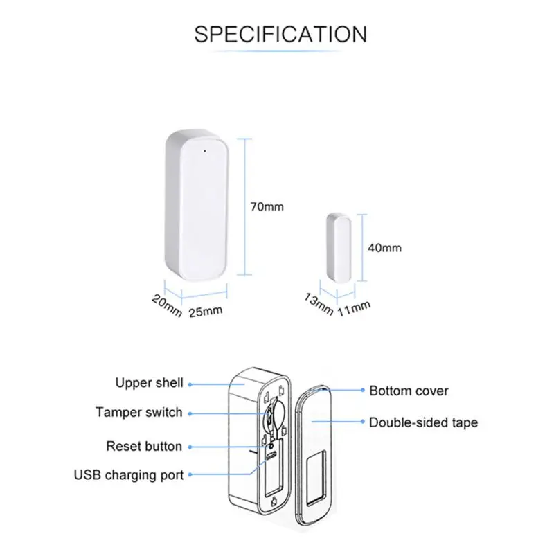 Высокое качество, умный датчик двери, окна 2,4 ГГц, Wi-Fi сигнализация, домашний детектор безопасности, телефон, монитор для Tuya