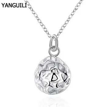 

Wholesale Price 925 Silver Jewelry Necklaces Fashion Hollow Round Ball Pendant Necklace Female Male Best Gift