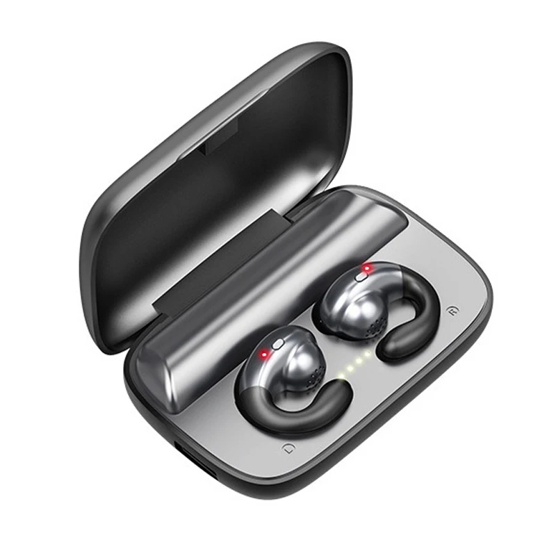 Беспроводные наушники 9D стерео TWS Bluetooth V5.0 наушники костной проводимости спортивная водонепроницаемая гарнитура с микрофоном наушники - Цвет: Black