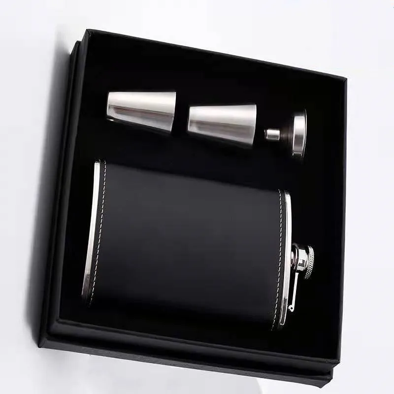 Portable 8oz Hip Flask Gift Set with Cup and Outdoor Drinking Accessories
