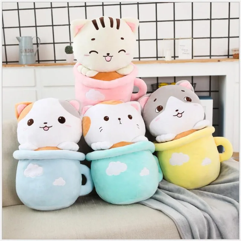 Милые плюшевые игрушки для кошек с одеялом, мягкие животные, кукла, плюшевая подушка, украшение дома, подарки на Рождество и День святого Валентина