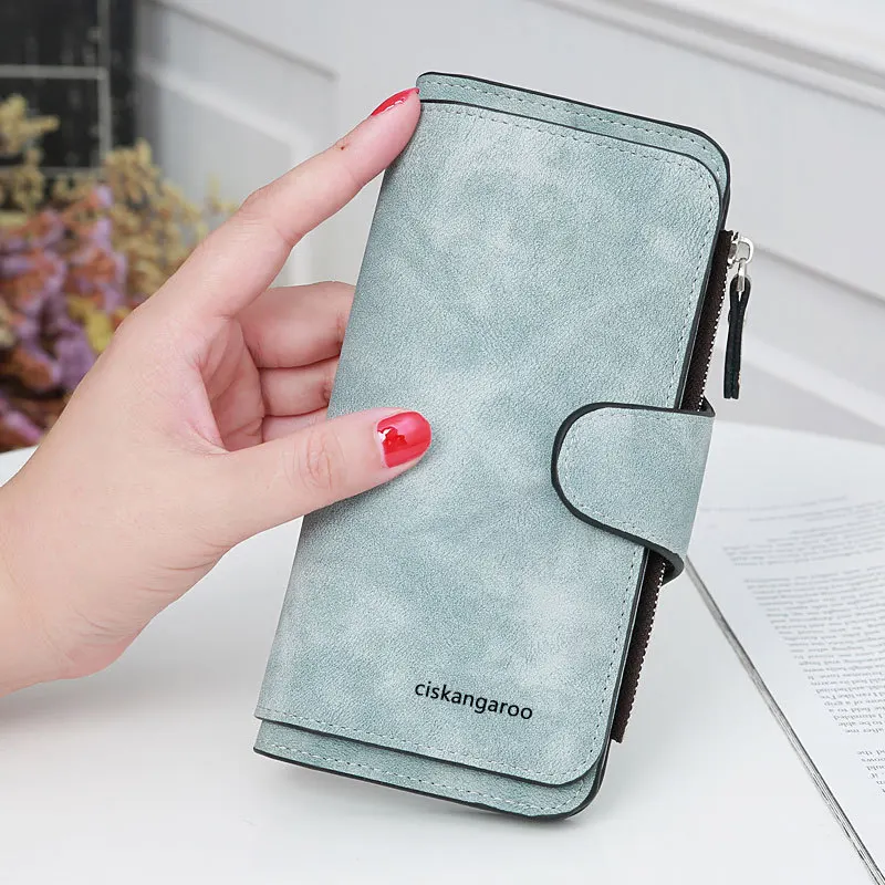 

Long buckle ladies wallet retro frosted zero female wallet multicolor card pocket mobile phone bag clutch