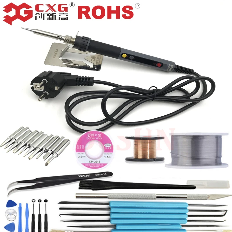 CXG ROHS RE60W/90 W/110 W lcd Температура Цифровой регулируемый термостат Электрический паяльник для сварки Замена CXG 936D - Цвет: RE60W with tool