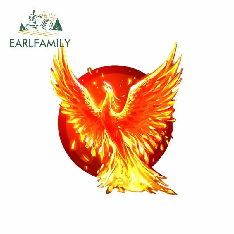 

EARLFAMILY 13cm x 11.4cm for Flame Phoenix Burning Funny Car Stickers Vinyl Waterproof RV VAN Car Accessories JDM Anime Sign