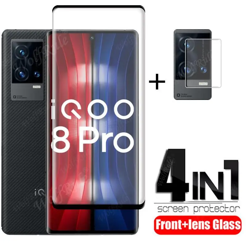 4-в-1 для Vivo iQOO 8 стекло закаленное полная изогнутая пленка экрана телефона Protetor