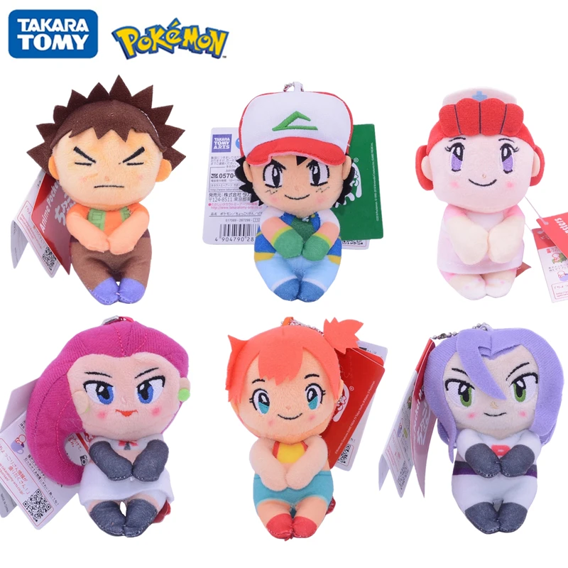 10cm Original Pokemon Figures Ash Ketchum Brock Misty Nurse Joy Pikachu Kawaii Plush Keychain Pendant Dolls Toys Kids Xmas Gift | Игрушки и