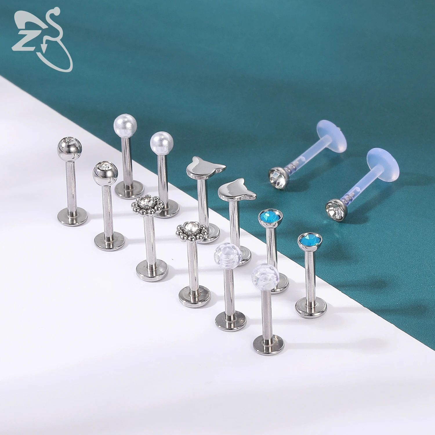 1 Set 16G Surgical Steel Lip Piercings Crystal Ear Cartilage Tragus Conch Daith Piercing Hoop Nose Ring Jewelry for Women Men