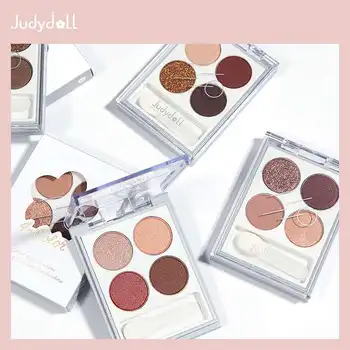 

Judydoll Eye Shadow Palette 4 Colors Rose Pumpkin Orange Brown Wine red Bean Paste Shimmer Matte Eyeshadow Pallete