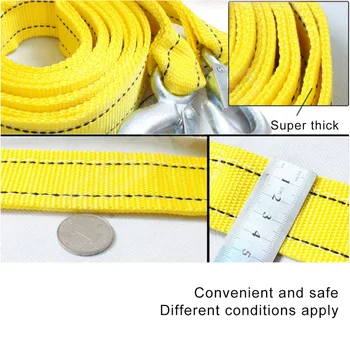 

4M Heavy Duty 5 Ton Car Tow Cable Towing Pull Rope Strap Hooks Van Road Recovery