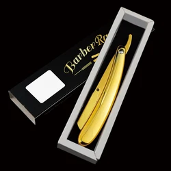 Fashion Men's Shaver Straight Beard Shaving And Care Razor Knife Gold Plating Professional Barber Hairdressing Razor Tool Holder
