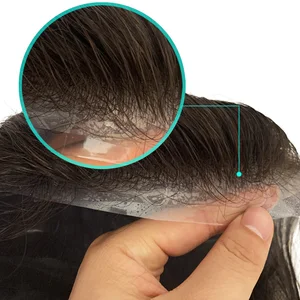 Мужской парик из искусственной кожи, 100% человеческие волосы без повреждений, мощный узел, средняя плотность волос, тонкая кожа, замена мужской t-System