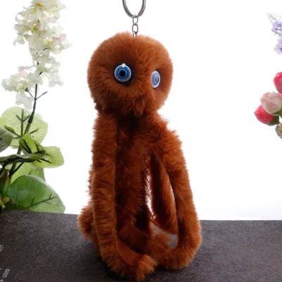 ZG милый Cthulhu Осьминог помпон брелок мягкая игрушка брелок шарик из искусственного кроличьего меха женская сумка для автомобиля помпон брелок для ключей помпон - Цвет: coffee