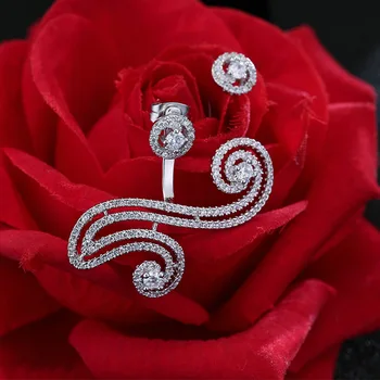 

New Popular S925 Silver Needles Asymmetric Stud Earrings Full Pave Zircon Cloud Silver Earrings for Women Fashion Jewelry
