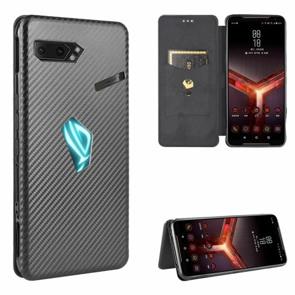 

Роскошный чехол из углеродного волокна с магнитной адсорбцией для Asus ROG Phone II 2 ZS660KL, Asus ZS660KL, ROG2, Asus I001DA, чехлы для телефонов