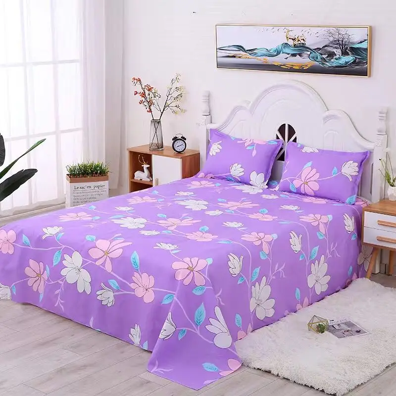 

2020 Bedding Sheet Polyester Bedsheet Home Textile Printing Flat Sheets Combed Cotton Bed Sheet+2 Pcs Pillow Cover 74*48cm
