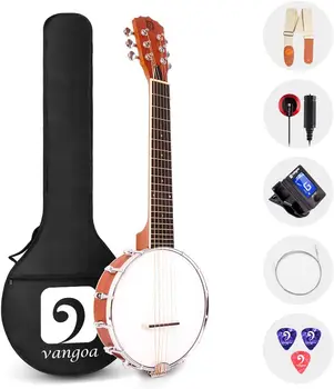 

Vangoa 6 String Banjo Mini, 26 Inch Sapele Banjo Guitar for Beginners with Bag, Pick-up, Strap, Picks