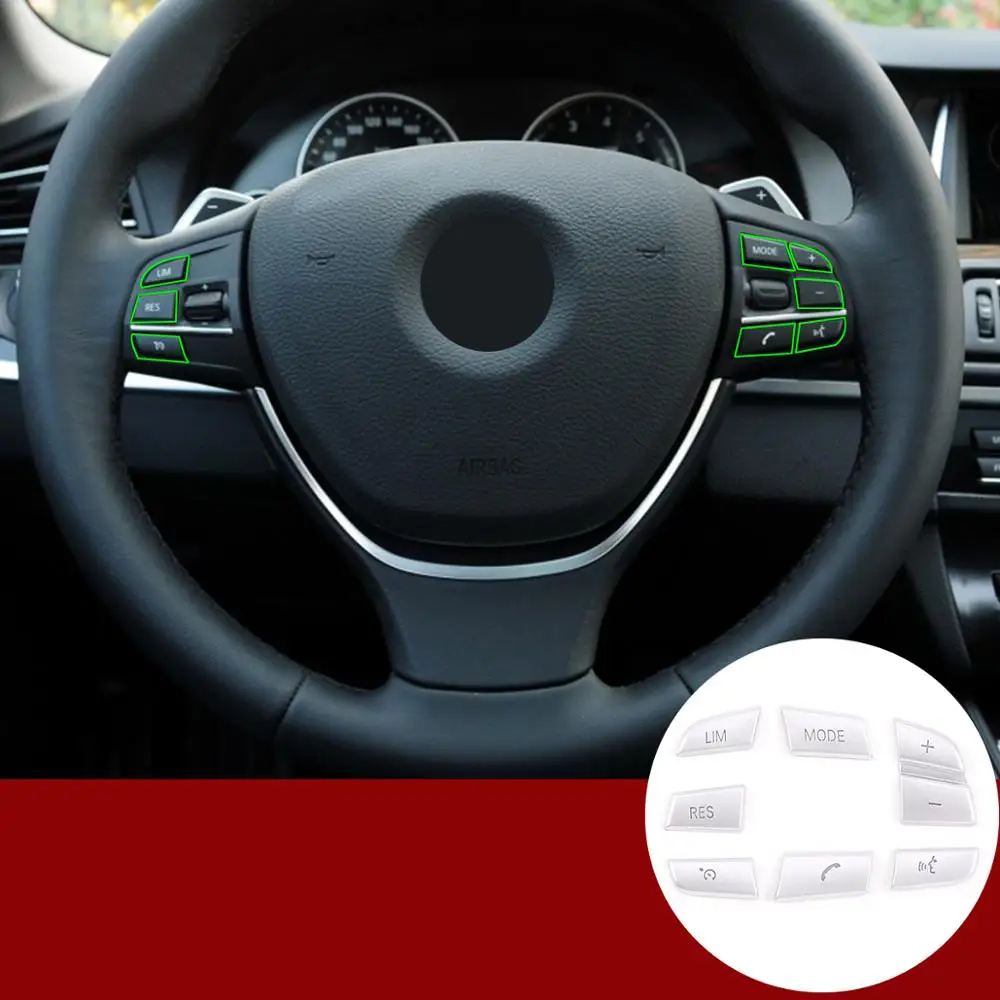 

For BMW 5 series accessories f102011-2017abs chrome plated steering wheel button cover sticker car styling