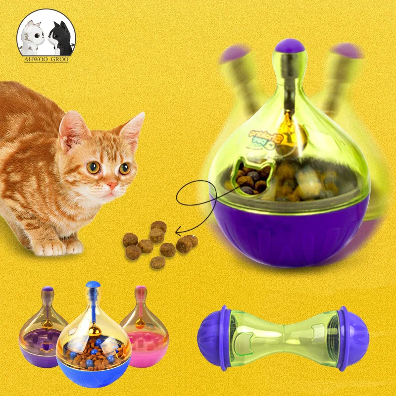 

Pet Cat Dog Feeder Fun Interactive Bell Bowl Toys Speaking Pets Tumbler Leakage Food Dispenser Cat Training Exercise Supplies