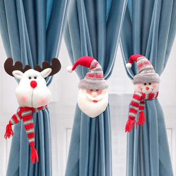 

Cute Christmas Santa Curtain Buckle Christmas Decor for Home Christmas Ornaments Natal Navidad Party Decor 2020