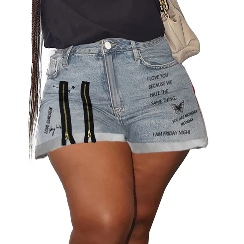 

Summer Fashion Denim Shorts Women New Boyfriend Style Embroidery Letters Jeans Short Pants Ladies Loose Denim Shorts Streetwear