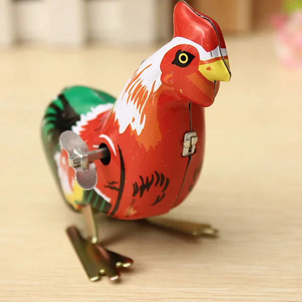 Vintage Wind Up Metal Cock Rooster Animal Clockwork Tin Toy Collectible Gift BP 