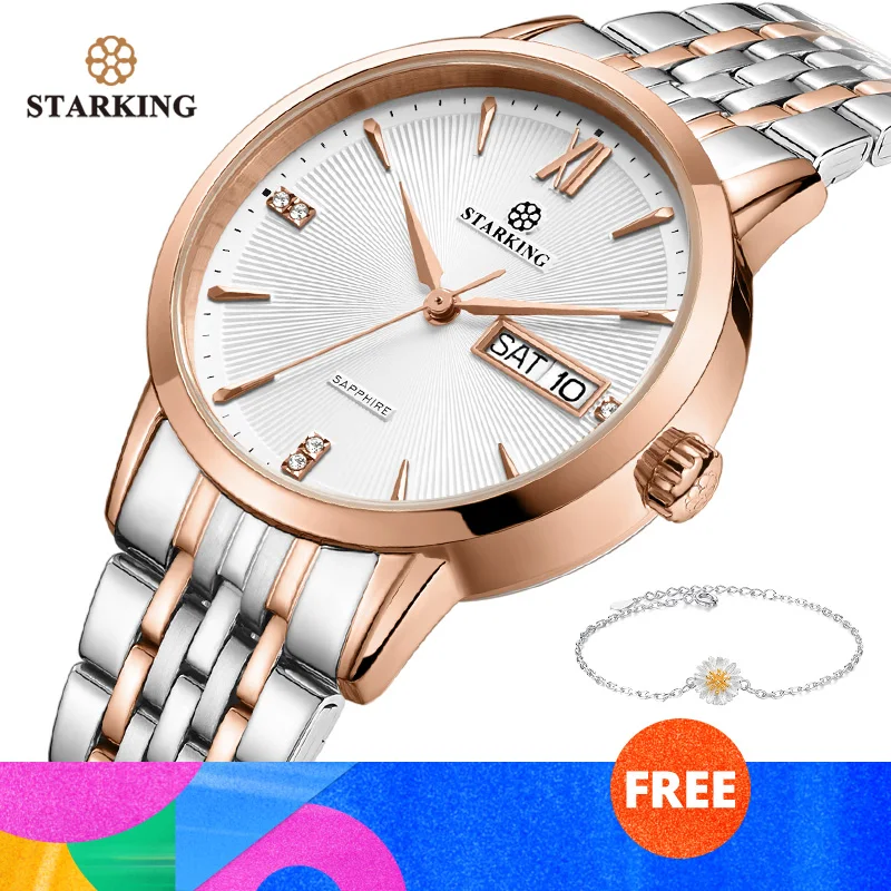 BL0993RS31 STARKING часы-браслет из нержавеющей стали женские Роскошные Кварцевые часы с автоматической датой женские часы 3 АТМ водонепроницаемые наручные часы подарок - Цвет: BL0993RS31