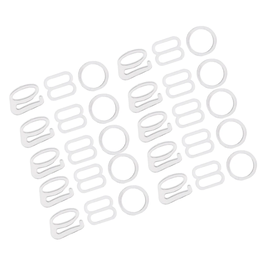 10 Sets Nylon Bra Lingerie Strap Clip Bar Rings Sliders Adjusters Hook Slider O Ring Buckle Bikini Fasteners