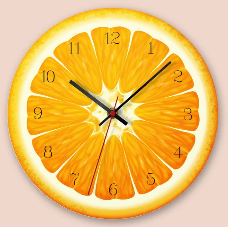 Креативные фрукты настенные часы новые предметы интерьера модные апельсин, лайм водонепроницаемые киви Фрукты настенные часы