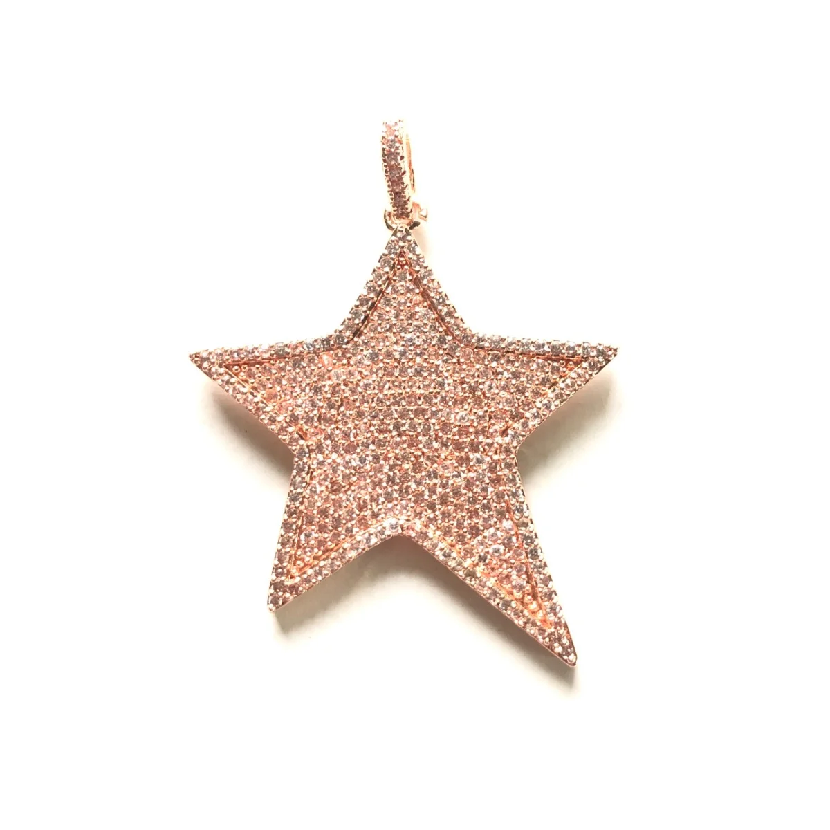 5pcs Big Size Zirconia Pave Star Charm Exquisite Gold-Plate Pendant for Women Bracelet Girl Necklace Making Handmade DIY Jewelry