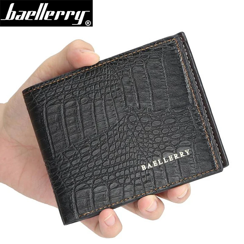 Baellerry, высокое качество, кожаные короткие мужские кошельки, Крокодиловая Кожа, мужской клатч, кошелек с ID, кредитный держатель для карт, отделение для монет, carteira